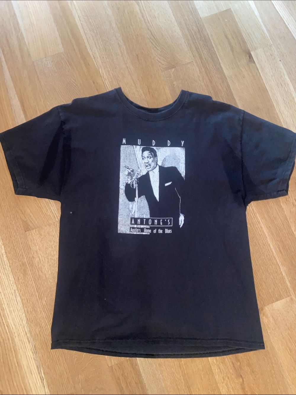 Muddy Waters Antone’s Austin’s Home of the Blues Austin Texas Black Tee T-Shirt